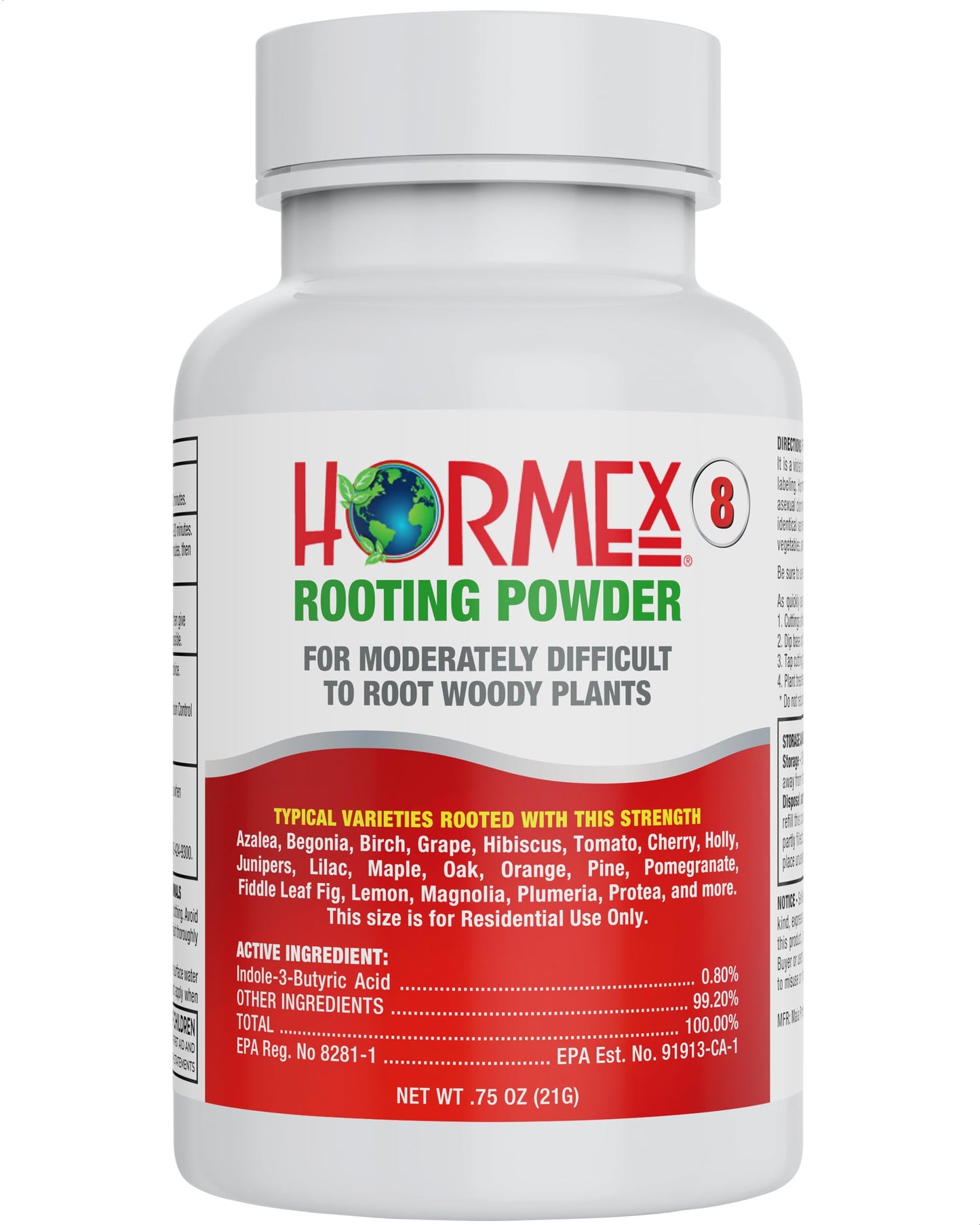Hormex Rooting Powder #8 (0.80 IBA) - Rooting Hormone for Semi-Hardwood Houseplants, Medicinal & Tree Cuttings