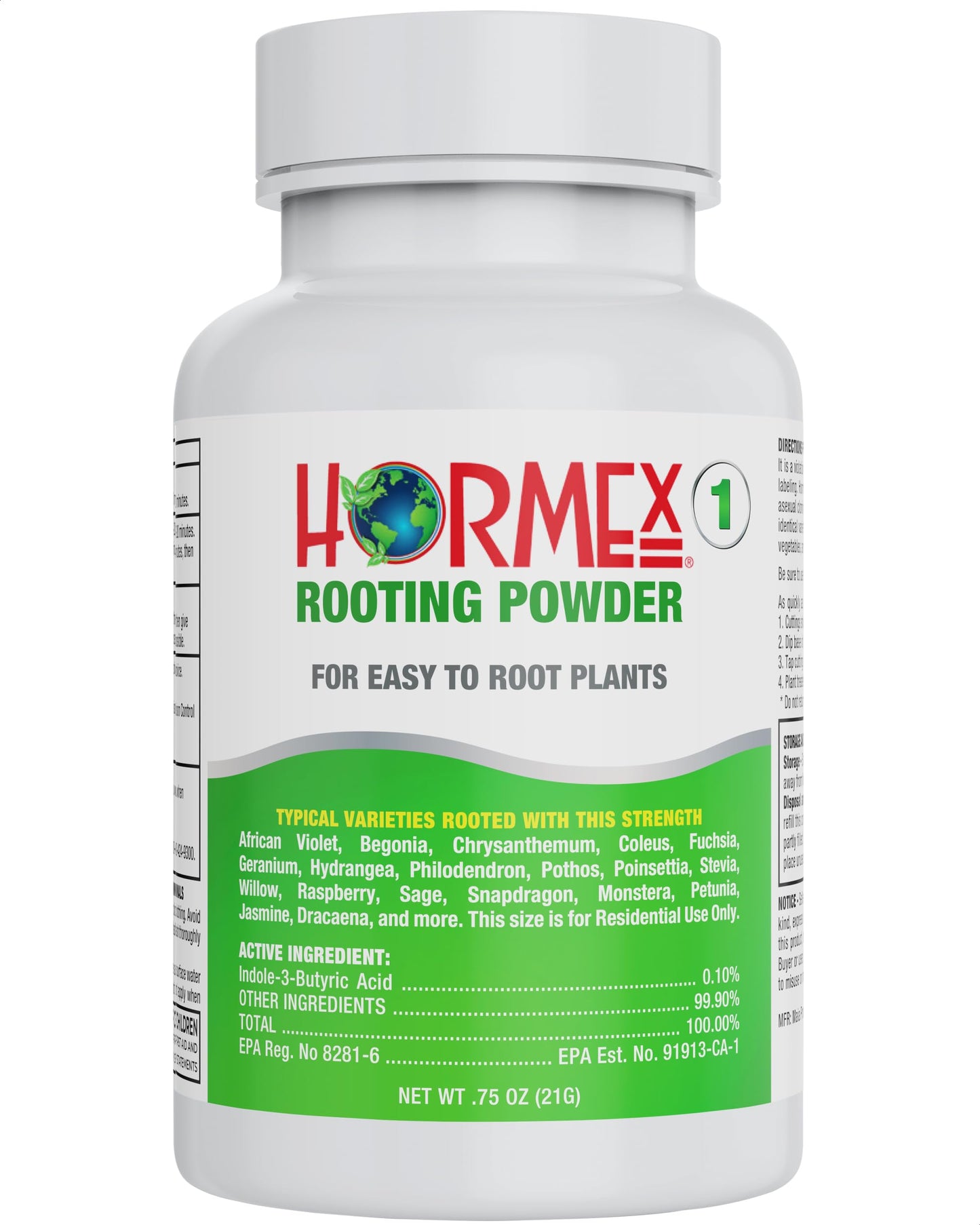 Hormex Rooting Powder #1 (0.10 IBA) - Rooting Hormone for Delicate Houseplants, Garden Herbs & Succulent Cuttings