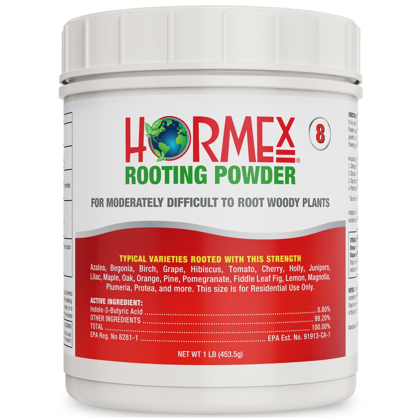 Hormex Rooting Powder #8 (0.80 IBA) - Rooting Hormone for Semi-Hardwood Houseplants, Medicinal & Tree Cuttings