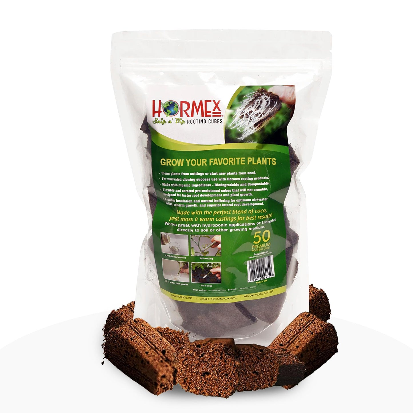 Hormex Rooting Cubes - Grow Plants from Cuttings or Start from Seed - Peat Moss & Coco Plugs - For Strong Roots & Healthy Plants - Ideal for Home & Professional Growers