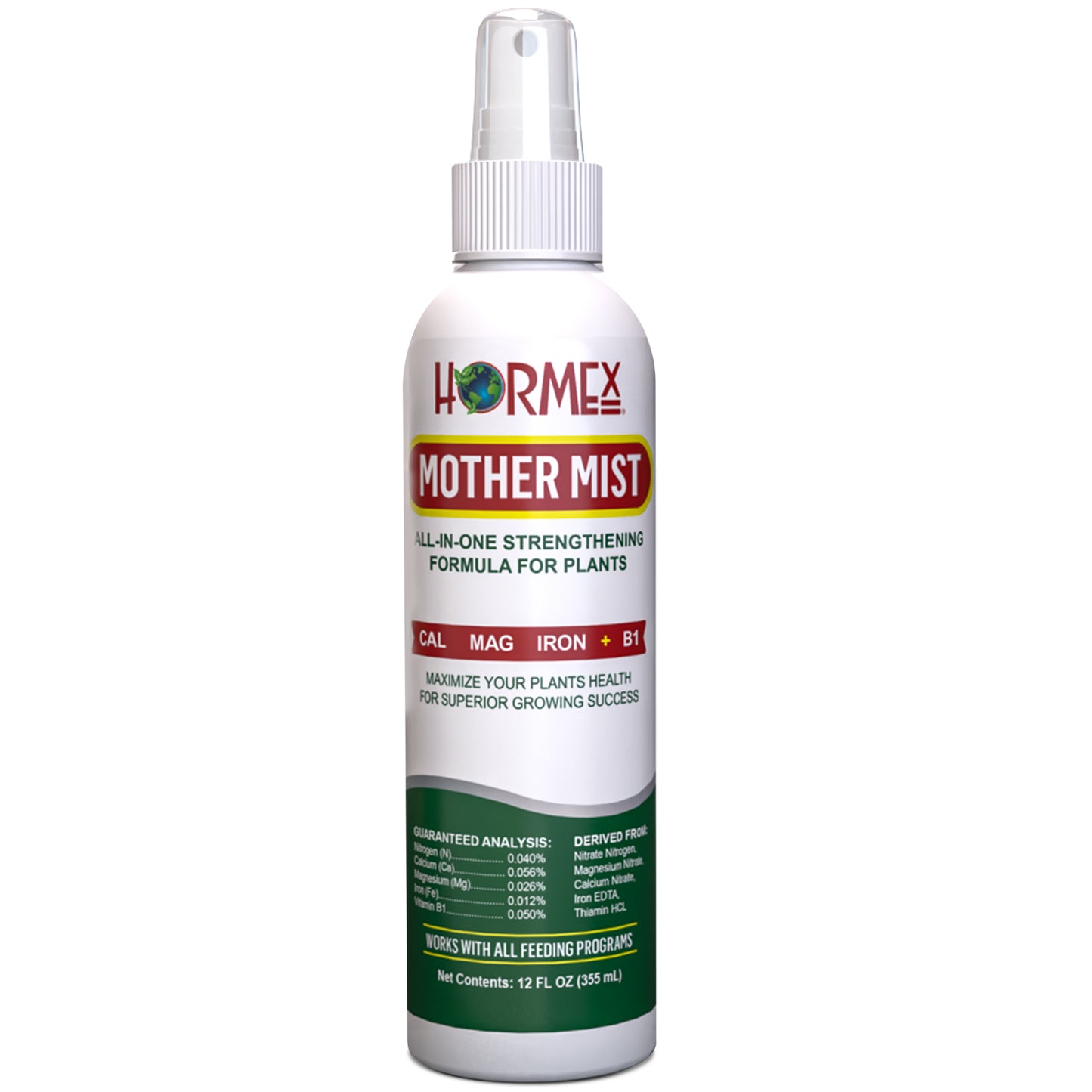 Hormex Mother Mist - Cal-Mag-Iron + B1 Misting Spray for All Plant Varieties - Boost Growth, Strengthen Plants & Improve Cloning Success - Nutrient Mist for Houseplants, Flowers, Vegetables & More