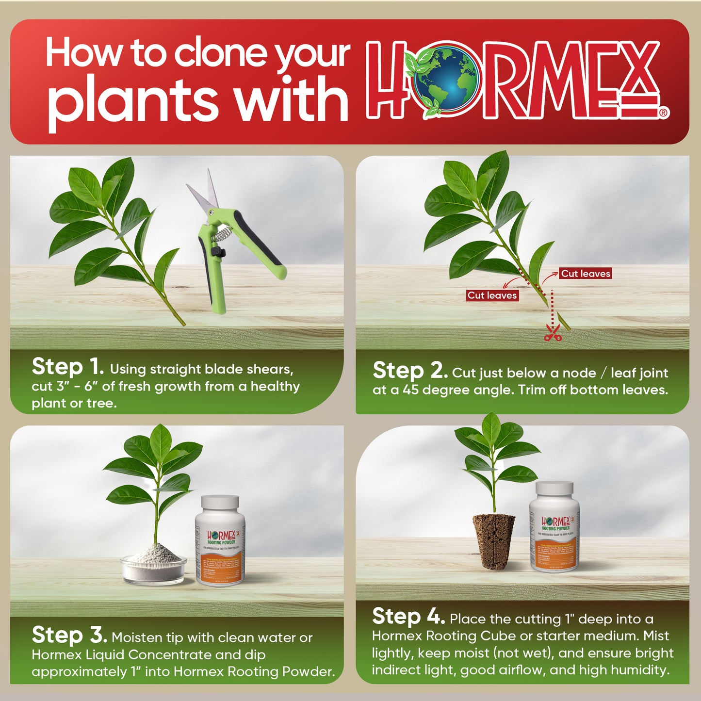 Hormex Rooting Powder Pack #1, 3, 8, 16 - Rooting Hormone for Delicate and Common Houseplants to Hardwood, Medicinal Plants and Tree Cuttings