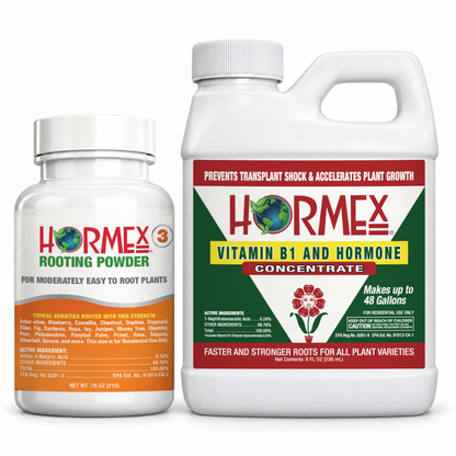 Hormex Rooting Duo: Rooting Powder #3 (3/4 oz) & Vitamin B1 & Hormone Concentrate (8 oz)