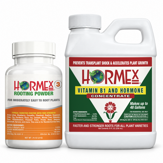 Hormex Rooting Duo: Rooting Powder #3 (3/4 oz) & Vitamin B1 & Hormone Concentrate (8 oz)