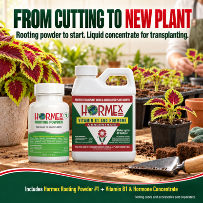 Hormex Rooting Duo: Rooting Powder #1 (3/4 oz) & Vitamin B1 & Hormone Concentrate (8 oz)