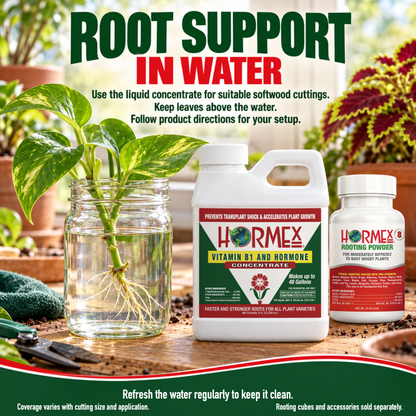 Hormex Rooting Duo: Rooting Powder #8 (3/4 oz) & Vitamin B1 & Hormone Concentrate (8 oz)