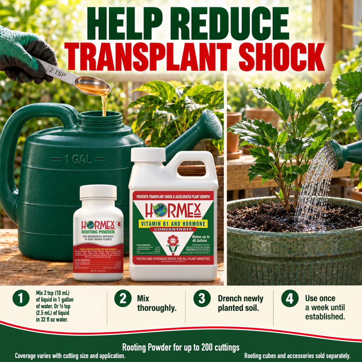Hormex Rooting Duo: Rooting Powder #8 (3/4 oz) & Vitamin B1 & Hormone Concentrate (8 oz)