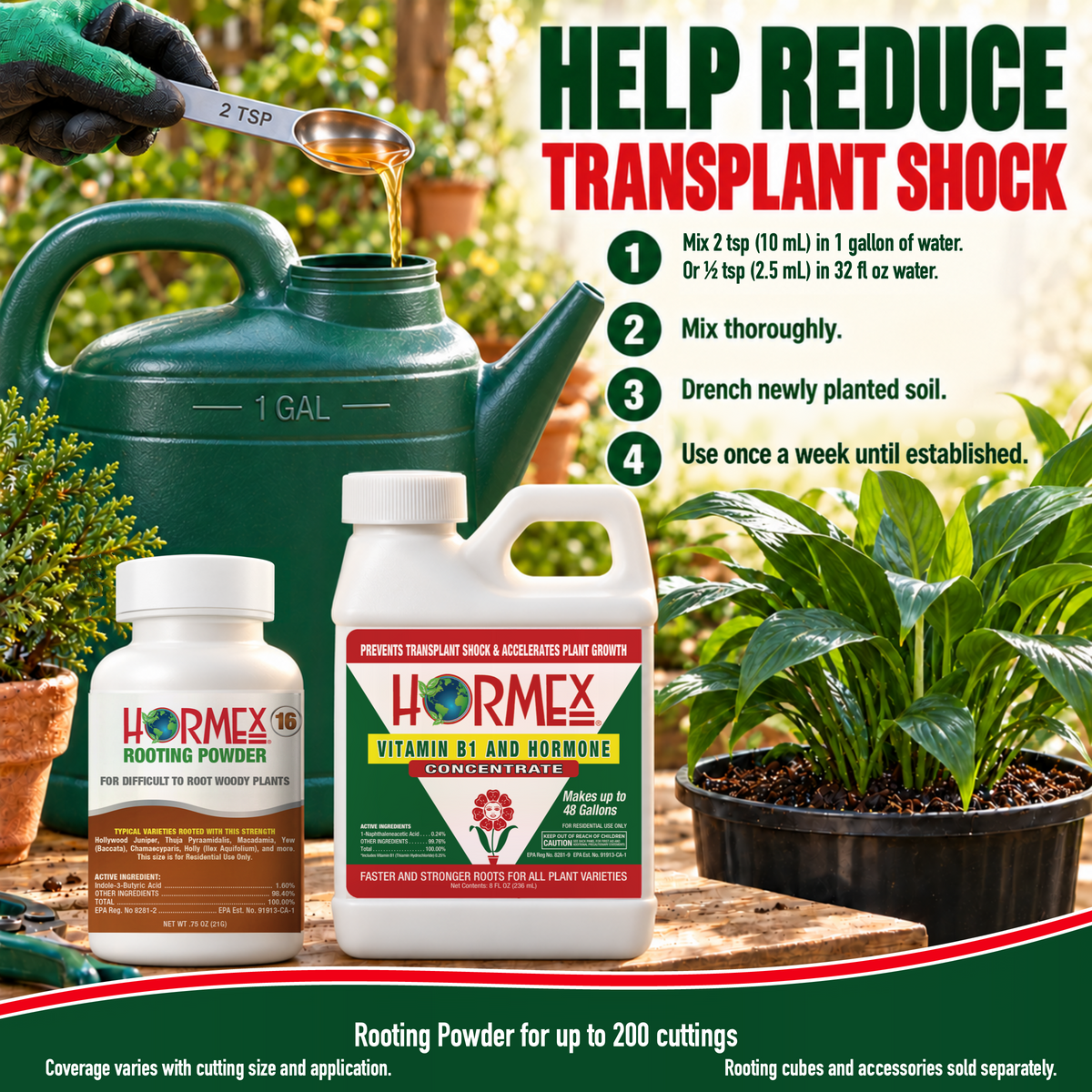 Hormex Rooting Duo: Rooting Powder #16 (3/4 oz) & Vitamin B1 & Hormone Concentrate (8 oz)