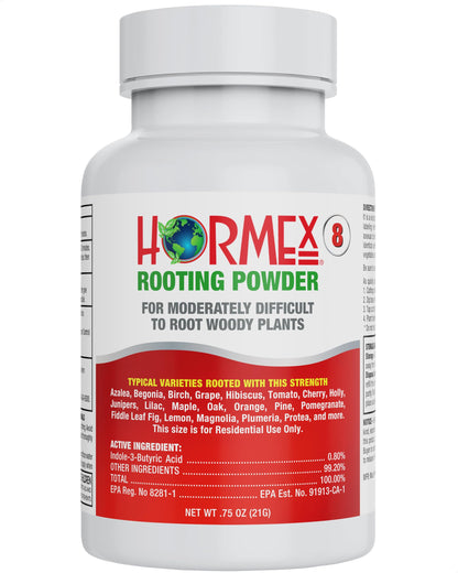 Hormex Rooting Powder #8 (0.80 IBA) - Rooting Hormone for Semi-Hardwood Houseplants, Medicinal & Tree Cuttings