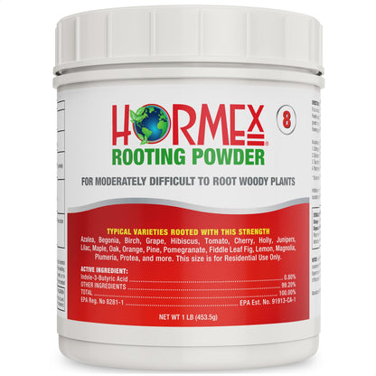 Hormex Rooting Powder #8 (0.80 IBA) - Rooting Hormone for Semi-Hardwood Houseplants, Medicinal & Tree Cuttings