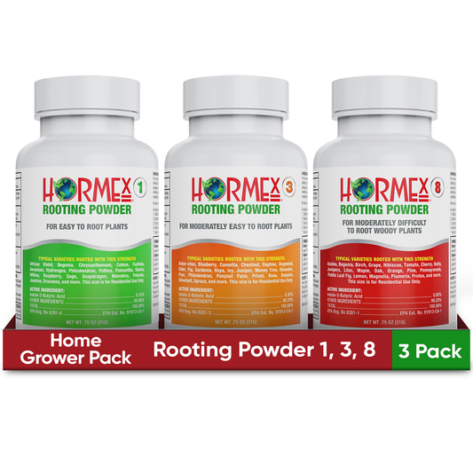 Hormex Rooting Powder Pack #1, 3, 8 - Rooting Hormone for Delicate and Common Houseplants to Semi-Hardwood, Medicinal Plants and Tree Cuttings