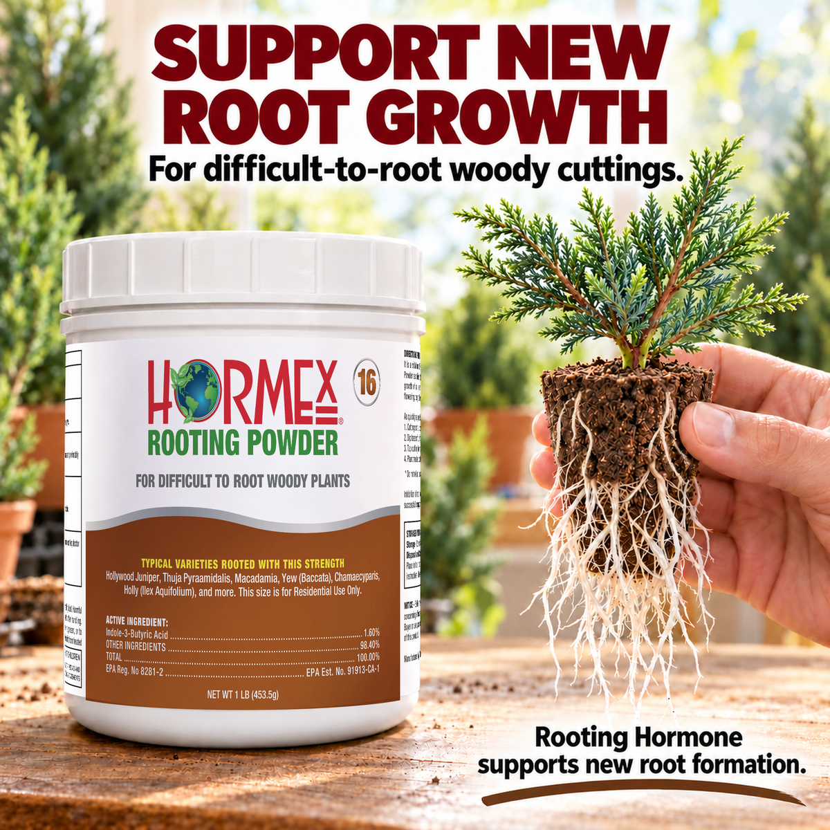 Hormex Rooting Powder #16 (1.60% IBA) - For Difficult-to-Root Hardwood Cuttings