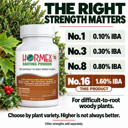 Hormex Rooting Powder #16 (1.60% IBA) - For Difficult-to-Root Hardwood Cuttings