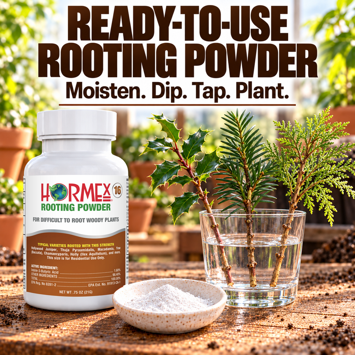 Hormex Rooting Powder #16 (1.60% IBA) - For Difficult-to-Root Hardwood Cuttings