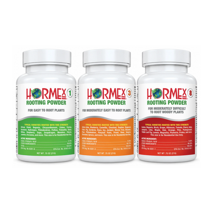 Hormex Rooting Powder Variety Pack #1, #3 & #8 - Three 3/4 oz Bottles