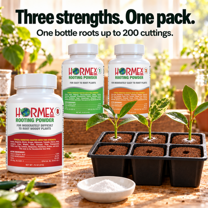 Hormex Rooting Powder Variety Pack #1, #3 & #8 - Three 3/4 oz Bottles
