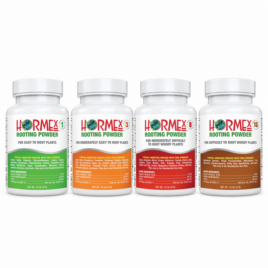 Hormex Rooting Powder Variety Pack #1, #3, #8 & #16 - Four 3/4 oz Bottles