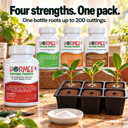 Hormex Rooting Powder Variety Pack #1, #3, #8 & #16 - Four 3/4 oz Bottles