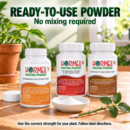 Hormex Rooting Powder Variety Pack #3, #8 & #16 - Three 3/4 oz Bottles