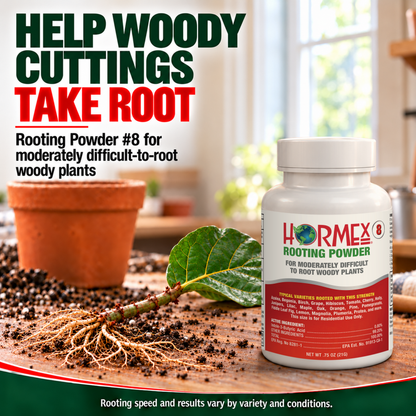 Hormex Rooting Powder #8 (0.80% IBA) - For Moderately Difficult-to-Root Woody Cuttings