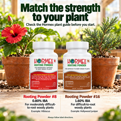 Hormex Rooting Powder Variety Pack #8 & #16 - Two 3/4 oz Bottles