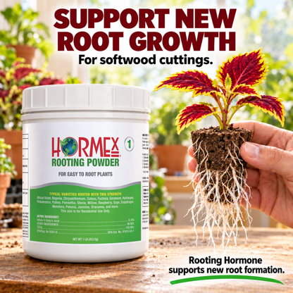 Hormex Rooting Powder #1 (0.10% IBA) - For Easy-to-Root Plant Cuttings