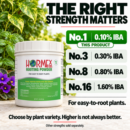 Hormex Rooting Powder #1 (0.10% IBA) - For Easy-to-Root Plant Cuttings