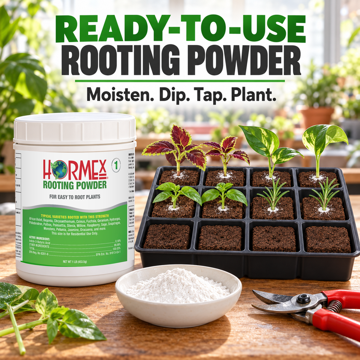 Hormex Rooting Powder #1 (0.10% IBA) - For Easy-to-Root Plant Cuttings
