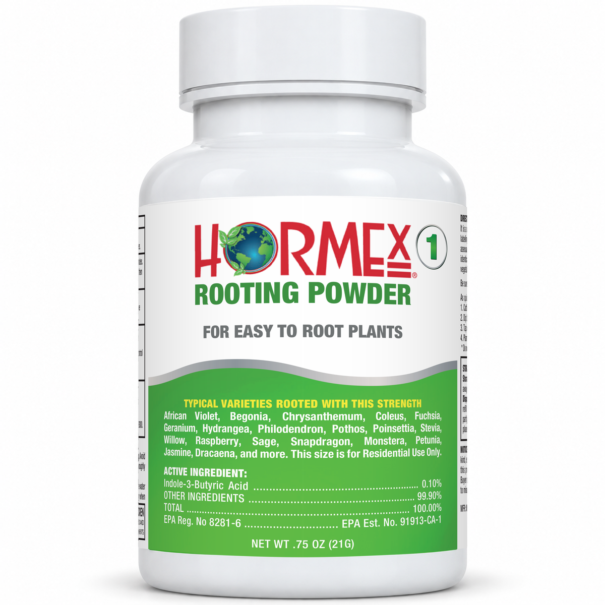 Hormex Rooting Powder #1 (0.10% IBA) - For Easy-to-Root Plant Cuttings