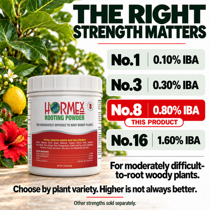 Hormex Rooting Powder #8 (0.80% IBA) - For Moderately Difficult-to-Root Woody Cuttings