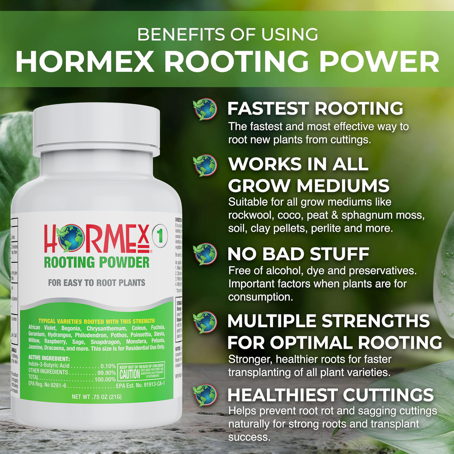 Hormex Rooting Powder #1 | Clone Easy to Root Plants From Cuttings