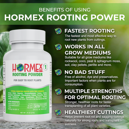 Hormex Rooting Powder #1 | Clone Easy to Root Plants From Cuttings