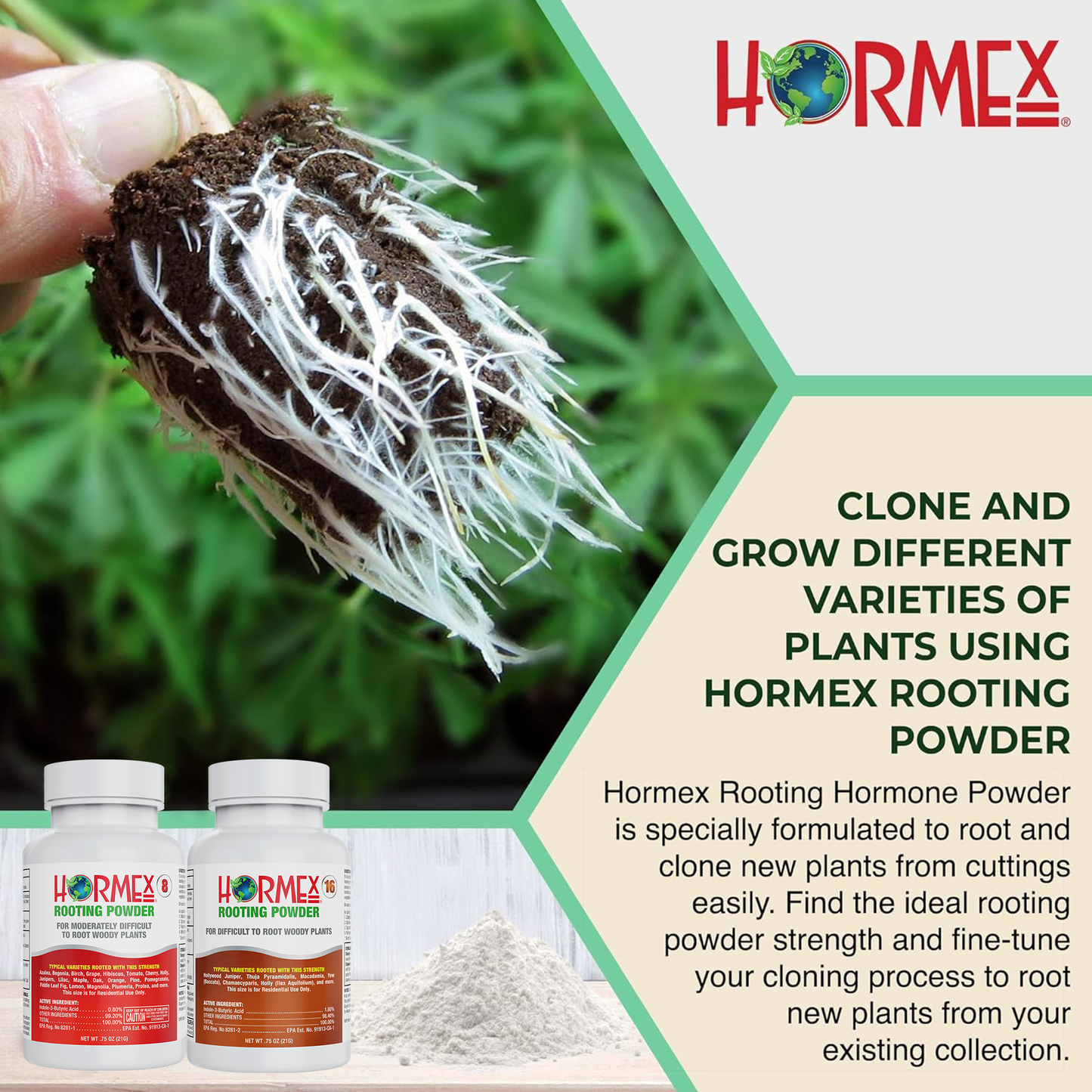 Hormex Rooting Pack #8 & 16 | For Moderately Difficult to Difficult to Root Plants