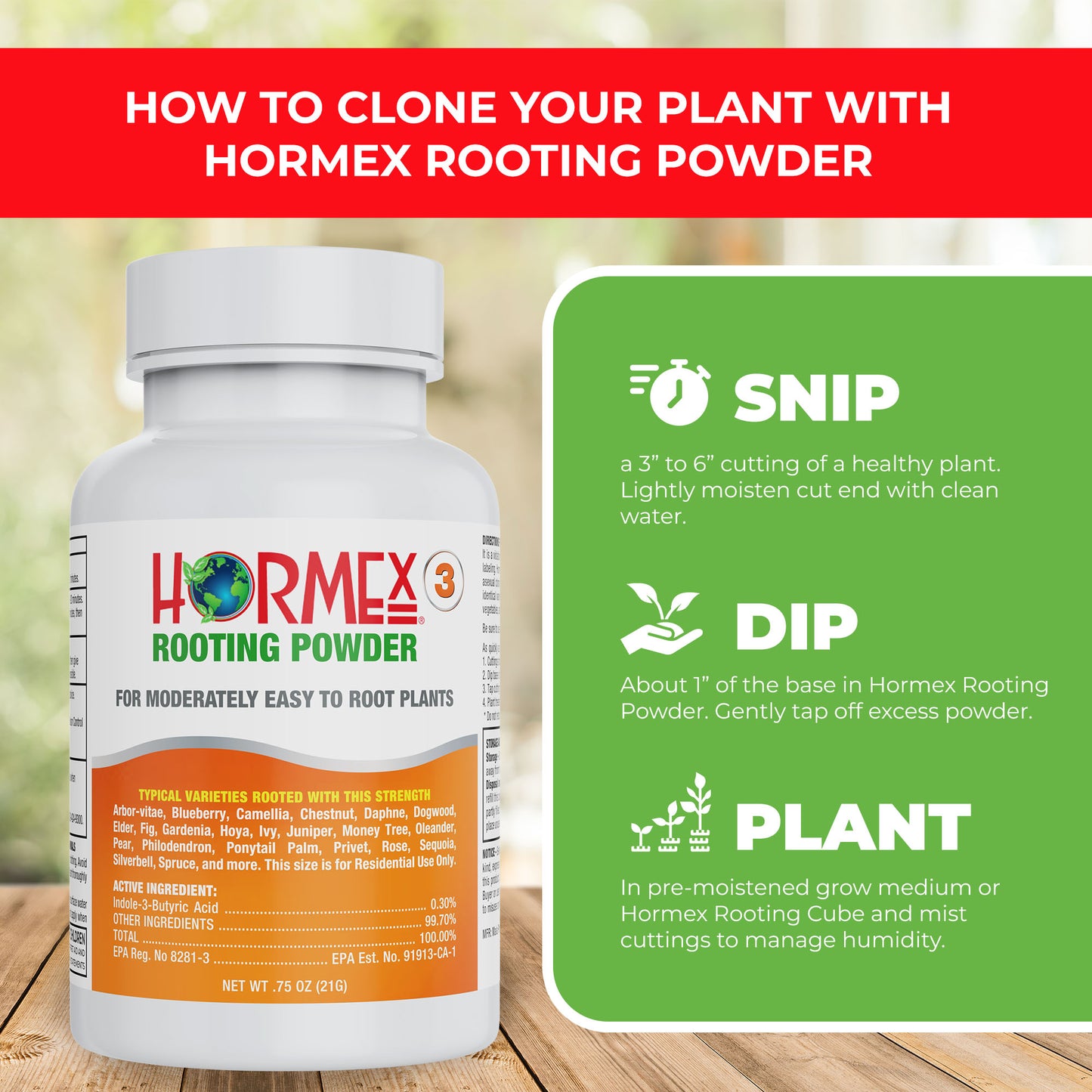 Hormex Rooting Powder #3 | Clone Moderately Easy to Root Plants From Cuttings