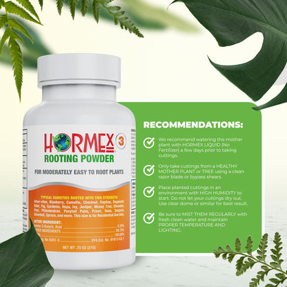 Hormex Rooting Powder #3 | Clone Moderately Easy to Root Plants From Cuttings