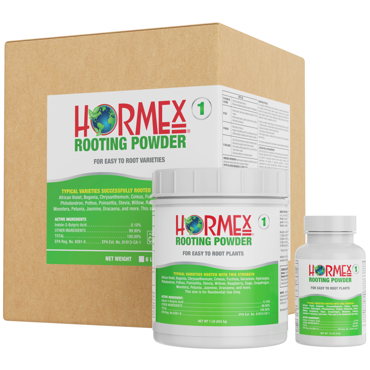 Hormex Rooting Powder #1 (0.10 IBA) - Rooting Hormone for Delicate Houseplants Garden Herbs & Succulent Cuttings