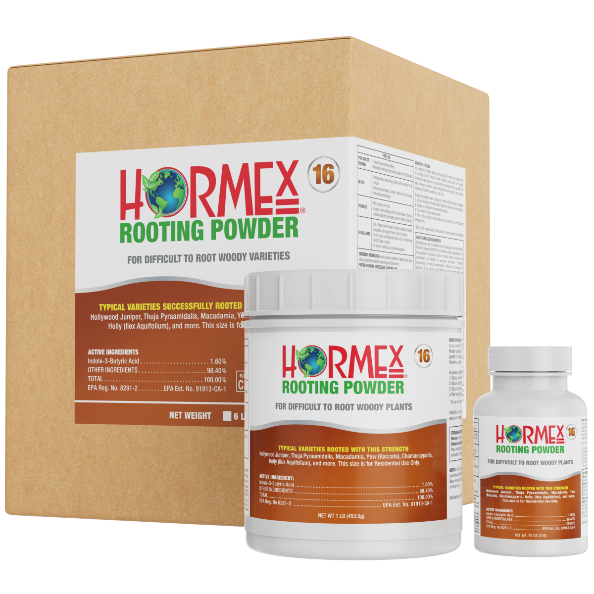 Hormex Rooting Powder #16 (1.60 IBA) - Rooting Hormone for Difficult Hardwood Plants & Tree Cuttings - Plant Suppliments