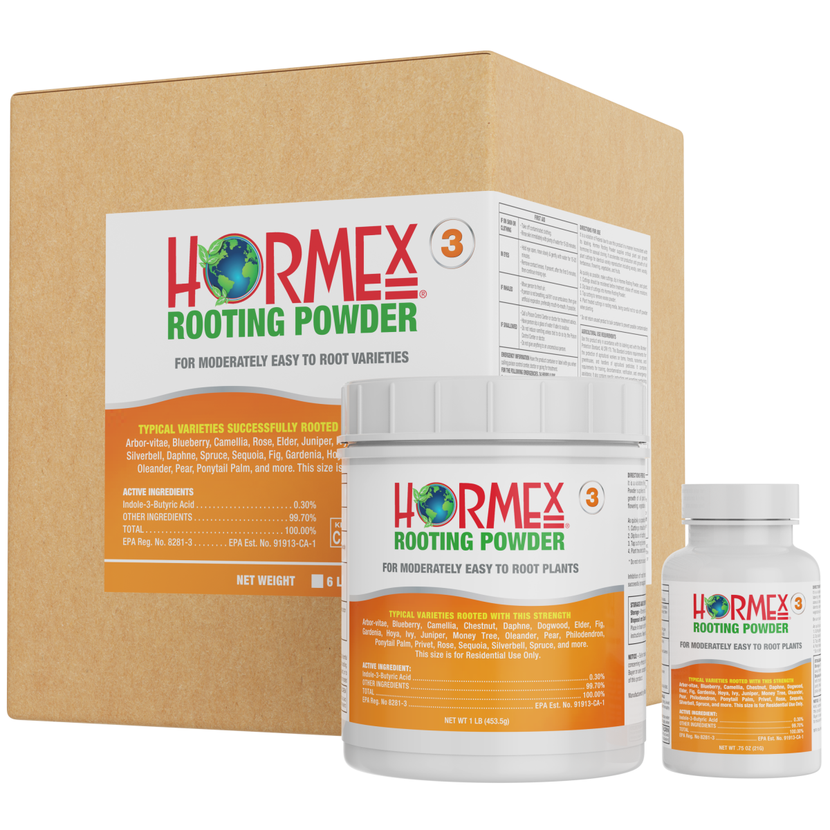 Hormex Rooting Powder #3 (0.30 IBA) - Rooting Hormone for Common Home & Garden Plant Cuttings - Plant Suppliments