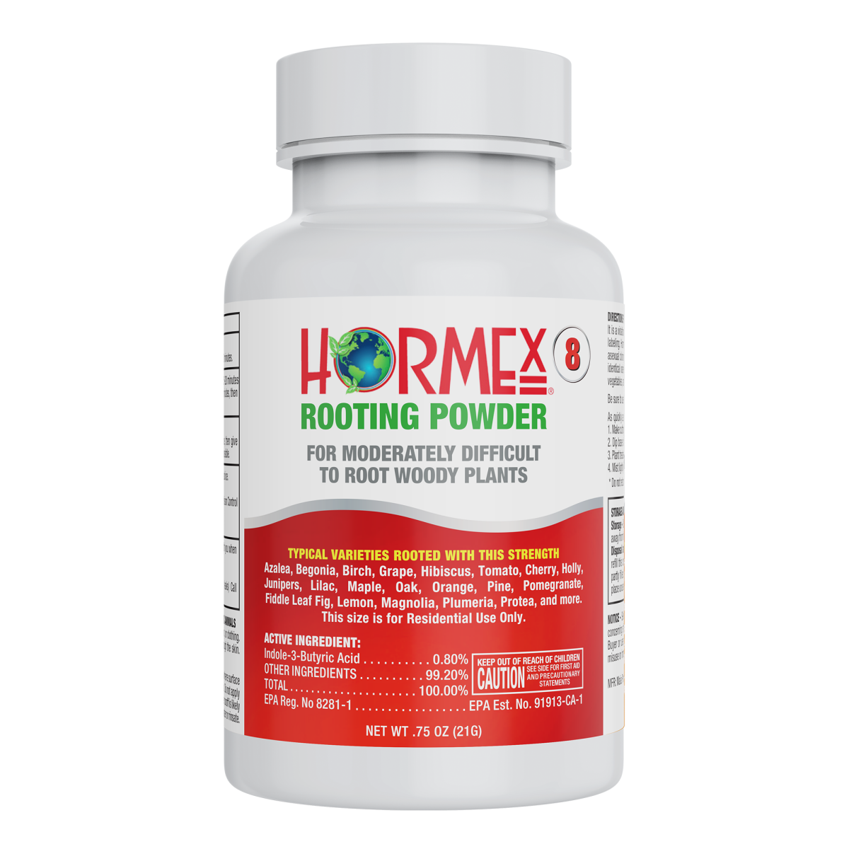 Hormex Rooting Powder #8 (0.80 IBA) - Rooting Hormone for Semi-Hardwood Houseplants Medicinal & Tree Cuttings - 3/4 oz