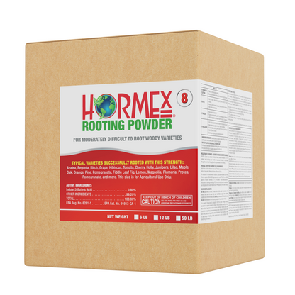 Hormex Rooting Powder #8 (0.80 IBA) - Rooting Hormone for Semi-Hardwood Houseplants Medicinal & Tree Cuttings - 6 LB