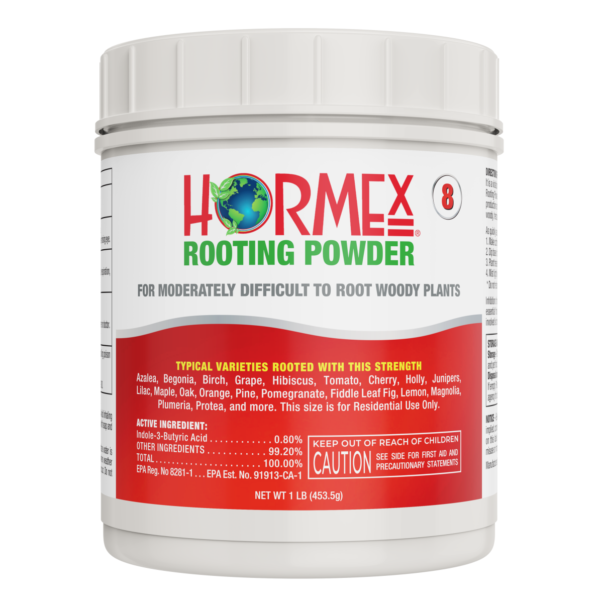 Hormex Rooting Powder #8 (0.80 IBA) - Rooting Hormone for Semi-Hardwood Houseplants Medicinal & Tree Cuttings - 1 LB