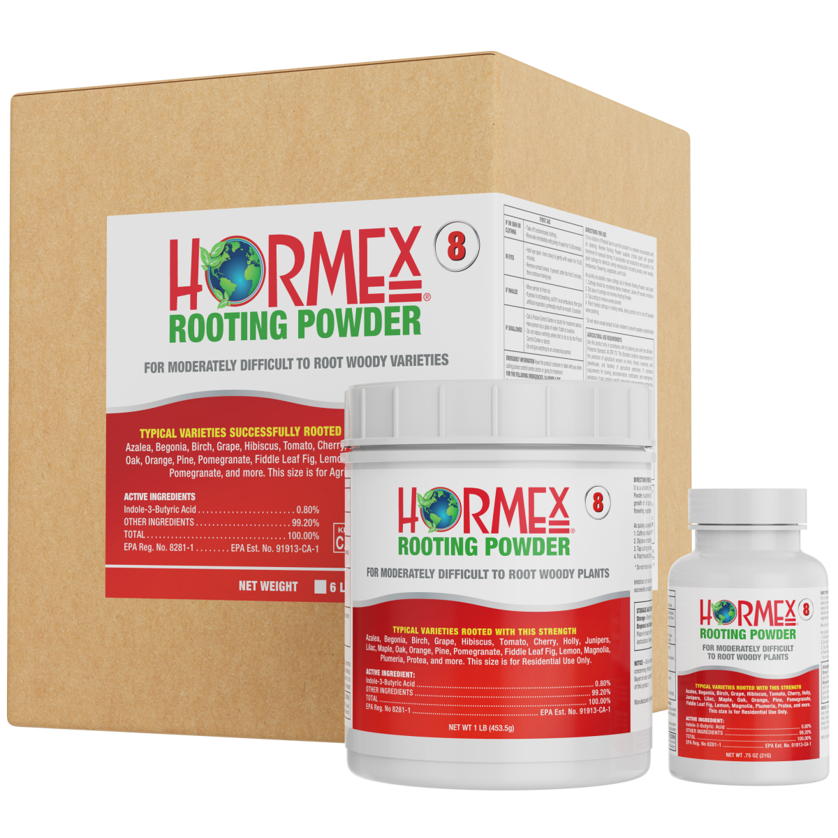 Hormex Rooting Powder #8 (0.80 IBA) - Rooting Hormone for Semi-Hardwood Houseplants Medicinal & Tree Cuttings - Plant