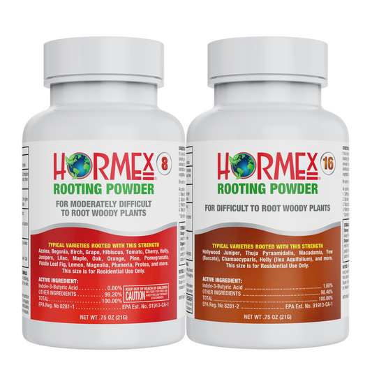 Hormex Rooting Powder #8 & 16 - Rooting Hormone for Semi-Hardwood Home and Garden Plants to Very Difficult Hardwood